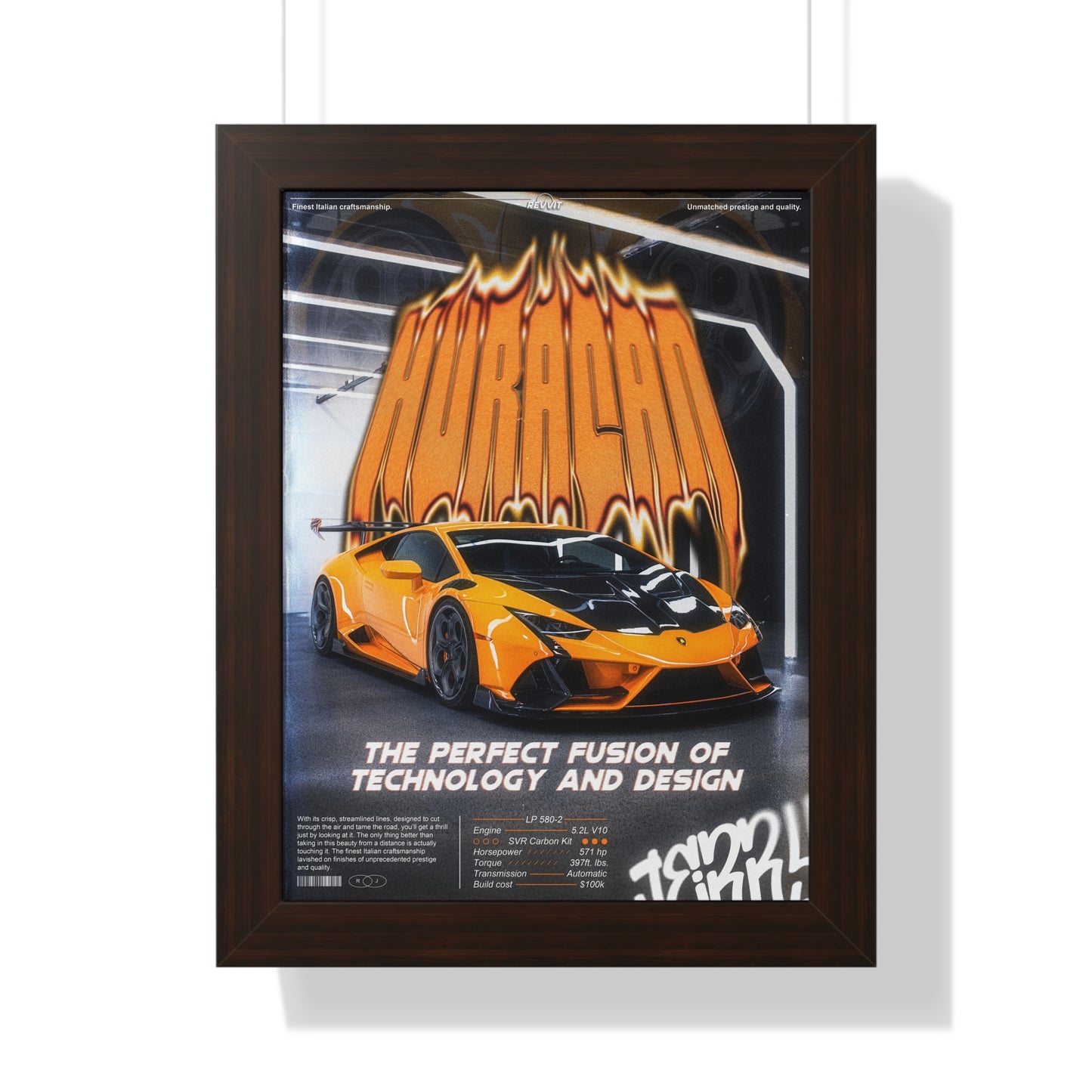 Huracan Framed Vertical Poster (ft. @v12jerry)